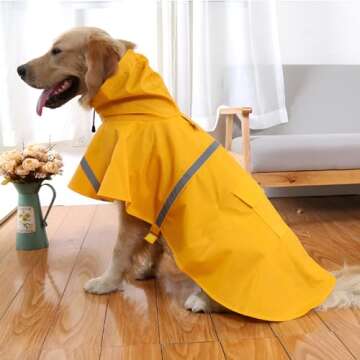 NACOCO Large Dog Raincoat Adjustable Pet Water Proof Clothes Lightweight Rain Jacket Poncho Hoodies ...