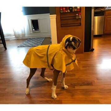 NACOCO Large Dog Raincoat Adjustable Pet Water Proof Clothes Lightweight Rain Jacket Poncho Hoodies with Strip Reflective (XL, Yellow)