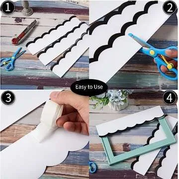 72 Feet Classroom Bulletin Board Borders Black and White Wavy Line Scalloped Border Trims Black and White Bulletin Board Stripes for Classroom Bulletin Boards Back to School Wall Desk Locker Decor