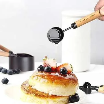 8 Piece Measuring Cups and Spoons Set Stainless Steel Measuring Cups and Spoons with Wood Handle for Dry and Liquid Ingredients(Black)