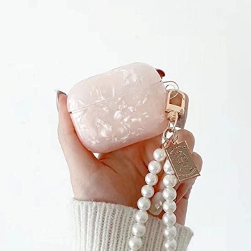 ZHIRUAN Airpods Pro Case (2019) Earbuds Case Protective Cover Skin with Pearl Keychain Airpods Acces...