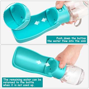 Handzee Foldable Dog Water Bottle - 12Oz Leak Proof Portable Pet Water Bottles | BPA-Free Dog Travel Water Bottle for Walking Hiking Travel Outdoor | Pet Dispenser Bottle Food Grade Plastic (Blue)