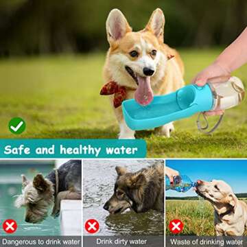 Handzee Foldable Dog Water Bottle - 12Oz Leak Proof Portable Pet Water Bottles | BPA-Free Dog Travel Water Bottle for Walking Hiking Travel Outdoor | Pet Dispenser Bottle Food Grade Plastic (Blue)