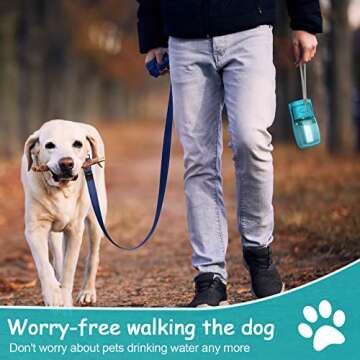 Handzee Foldable Dog Water Bottle - 12Oz Leak Proof Portable Pet Water Bottles | BPA-Free Dog Travel Water Bottle for Walking Hiking Travel Outdoor | Pet Dispenser Bottle Food Grade Plastic (Blue)