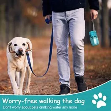 Handzee Foldable Dog Water Bottle - 12Oz Leak Proof Portable Pet Water Bottles | BPA-Free Dog Travel Water Bottle for Walking Hiking Travel Outdoor | Pet Dispenser Bottle Food Grade Plastic (Blue)