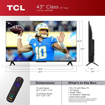 TCL 43-Inch 4K LED Smart TV with Roku Support