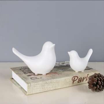 FANTESTICRYAN Small Animal Statues Home Decor Modern Style White Decorative Ornaments for Living Roo...