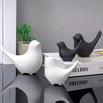 FANTESTICRYAN Small Animal Statues Home Decor Modern Style White Decorative Ornaments for Living Room, Bedroom, Office Desktop, Cabinets