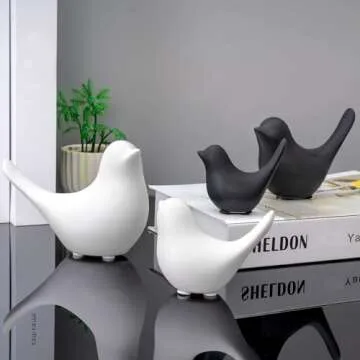 FANTESTICRYAN Small Animal Statues Home Decor Modern Style White Decorative Ornaments for Living Room, Bedroom, Office Desktop, Cabinets