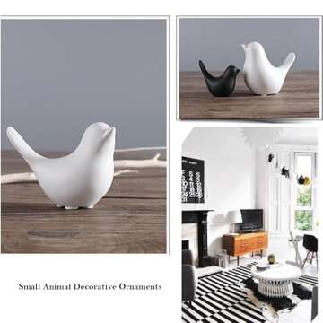 FANTESTICRYAN Small Animal Statues Home Decor Modern Style White Decorative Ornaments for Living Room, Bedroom, Office Desktop, Cabinets