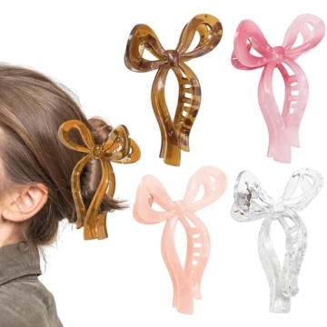Stylish 4PCS Bow Hair Clips for Thick Hair - Non-Slip
