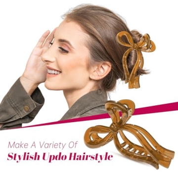Stylish 4PCS Bow Hair Clips for Thick Hair - Non-Slip
