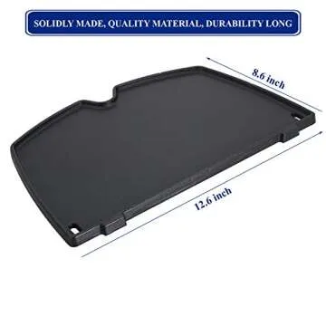 Utheer 6558 Cast Iron Griddle, 6558 Grill Parts Cooking Griddle for Weber Q100 Q120 Q140 Q1000 Q1200 Q1400 Series Gas Grills, 12.6 x 8.6 inch, for Weber q1200 griddle