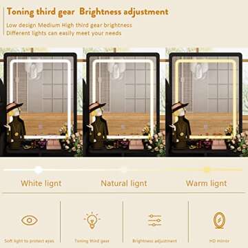 AGOTENI Black Makeup Vanity Set with Adjustable Light