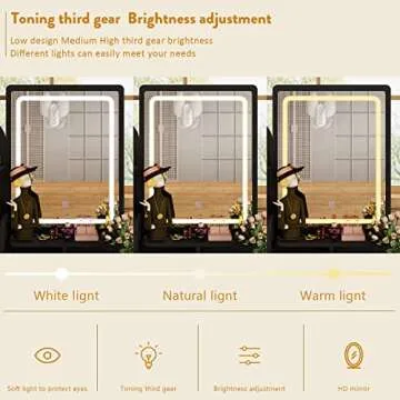 AGOTENI Black Makeup Vanity Set with Adjustable Light