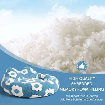 Round Dog Bed for Small Dogs & Cats -Washable Dount Cute Cat Bed for Indoor Cats, Orthopedic Sherpa Fleece Soft Cozy Calming Pet Bed with Removable Zipper Cover (Blue, (23x23x8inches))