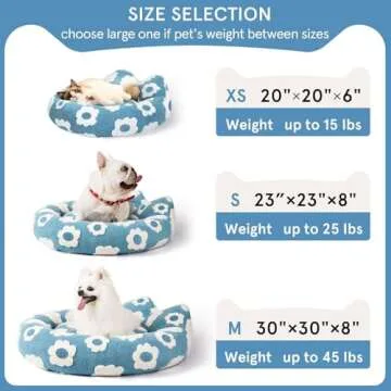 Round Dog Bed for Small Dogs & Cats -Washable Dount Cute Cat Bed for Indoor Cats, Orthopedic Sherpa Fleece Soft Cozy Calming Pet Bed with Removable Zipper Cover (Blue, (23x23x8inches))