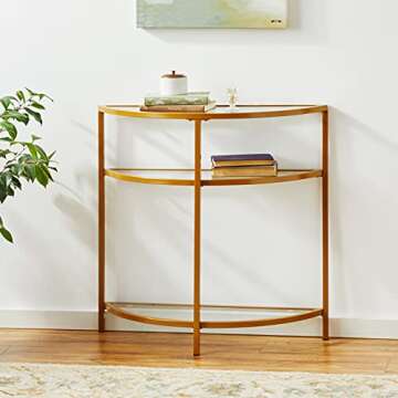 HomePop Home Decor | Kaufmann Collection Modern Glass Half Moon Accent Table | Accent Table for Disp...