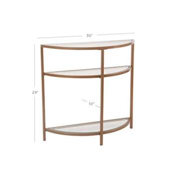 HomePop Home Decor | Kaufmann Collection Modern Glass Half Moon Accent Table | Accent Table for Display & Storage for Entry Way & Living Room (Gold)
