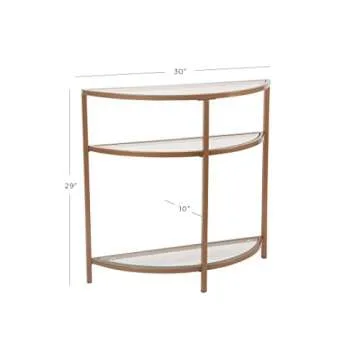 HomePop Home Decor | Kaufmann Collection Modern Glass Half Moon Accent Table | Accent Table for Display & Storage for Entry Way & Living Room (Gold)