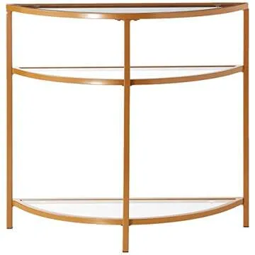 HomePop Home Decor | Kaufmann Collection Modern Glass Half Moon Accent Table | Accent Table for Display & Storage for Entry Way & Living Room (Gold)