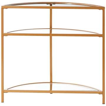 HomePop Home Decor | Kaufmann Collection Modern Glass Half Moon Accent Table | Accent Table for Display & Storage for Entry Way & Living Room (Gold)