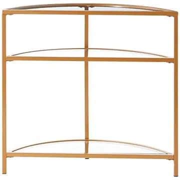 HomePop Home Decor | Kaufmann Collection Modern Glass Half Moon Accent Table | Accent Table for Display & Storage for Entry Way & Living Room (Gold)