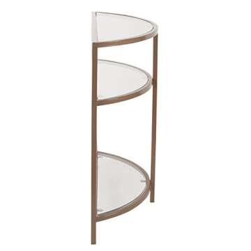 HomePop Home Decor | Kaufmann Collection Modern Glass Half Moon Accent Table | Accent Table for Display & Storage for Entry Way & Living Room (Gold)