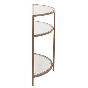 HomePop Home Decor | Kaufmann Collection Modern Glass Half Moon Accent Table | Accent Table for Display & Storage for Entry Way & Living Room (Gold)