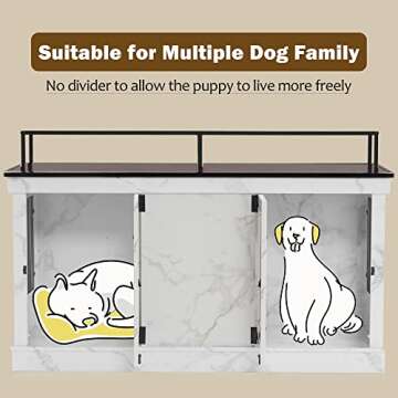 MCombo Large Dog Crate Furniture TV Stand, Wooden Pet Kennel with Double Doors, Indoor Furniture Style Dog House End Table, 1861 (White)