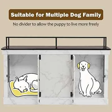 MCombo Large Dog Crate Furniture TV Stand, Wooden Pet Kennel with Double Doors, Indoor Furniture Style Dog House End Table, 1861 (White)