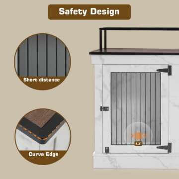 MCombo Large Dog Crate Furniture TV Stand, Wooden Pet Kennel with Double Doors, Indoor Furniture Style Dog House End Table, 1861 (White)