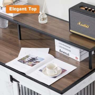 MCombo Large Dog Crate Furniture TV Stand, Wooden Pet Kennel with Double Doors, Indoor Furniture Style Dog House End Table, 1861 (White)