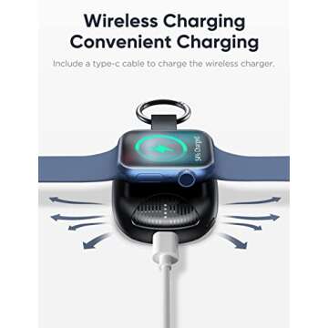 Portable Magnetic Charger for Apple Watch, 1000mAh Keychain