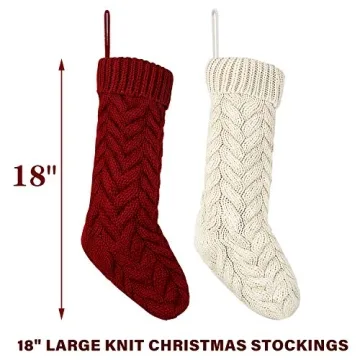 LIBWYS 4 Pack Large Knit Christmas Stockings with Tags