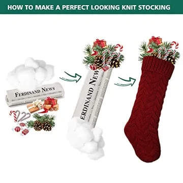 LIBWYS 4 Pack Large Knit Christmas Stockings with Tags