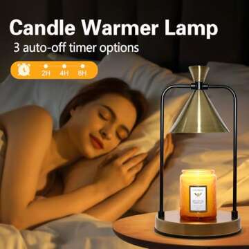Candle Warmer Lamp with Timer Dimmer, Birthday Gifts for Women,Valentines Day Gifts for Her,Electric Candle Lamp House Warming Gifts for New Home Bedroom Decor,Bronze