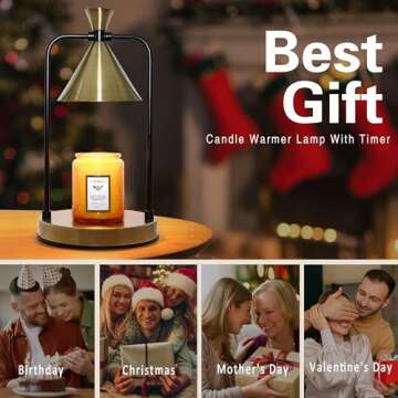 Candle Warmer Lamp with Timer Dimmer, Birthday Gifts for Women,Valentines Day Gifts for Her,Electric Candle Lamp House Warming Gifts for New Home Bedroom Decor,Bronze