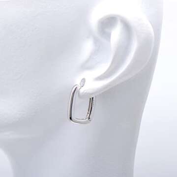 Tiny Hoop Sterling Silver Huggie Earrings for Women, White Gold Plated