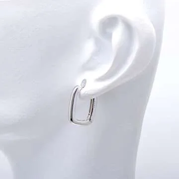 Tiny Hoop Sterling Silver Huggie Earrings for Women, White Gold Plated