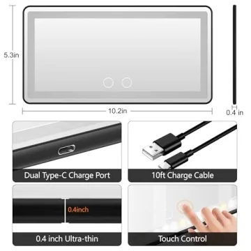 Xinlykid Rechargeable Car Vanity Mirror with LED Lights