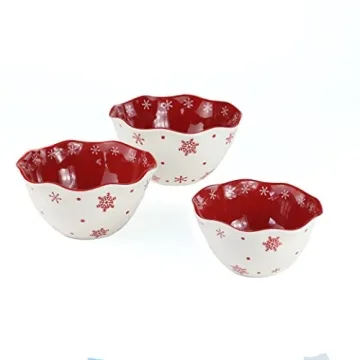 Euro Ceramica Winterfest 3-Piece Christmas Bowl Set