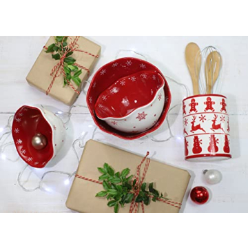Euro Ceramica Winterfest 3-Piece Christmas Bowl Set
