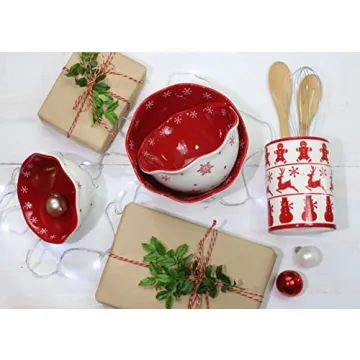 Euro Ceramica Winterfest 3-Piece Christmas Bowl Set