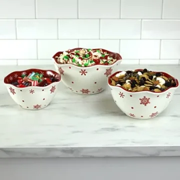 Euro Ceramica Winterfest 3-Piece Christmas Bowl Set