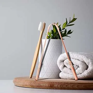 Kosha Ayurveda Copper Tongue Scraper Cleaner | Perfect Surgical Tongue Scraper | Best Remedy for Bad Breath | Maintains Oral Hygiene | Thick Safe Blunt Edges | Flexible Handle and Comfortable Grip