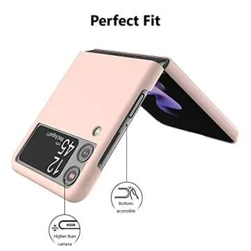 Cresee Case for Samsung Galaxy Z Flip 3 5G 2021, Slim Fit Matte PC Cover Phone Case for Galaxy Z Flip3 - Pink