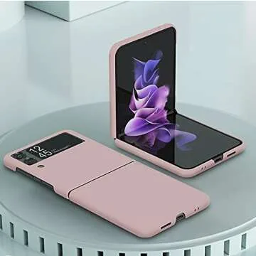 Cresee Case for Samsung Galaxy Z Flip 3 5G 2021, Slim Fit Matte PC Cover Phone Case for Galaxy Z Flip3 - Pink