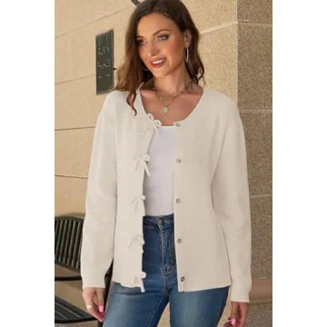 Stylish kipfall Women's Cardigan with Bow Button Design