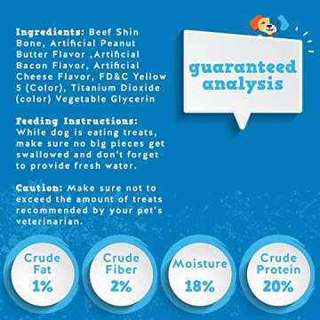 Jack&Pup Filled Dog Bones for Aggressive Chewers, 3-to-4-Inch Dog Chew Treats Dog Bone - Peanut Butter Flavor - All Natural Dog Bones Stuffed Dog Dental Treats - 4 Pack